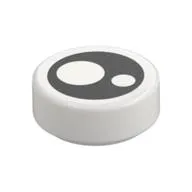 Tile Round 1 x 1 with Black Eye with Two Pupils Print