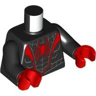 Torso Muscles, Red Trim and Spider Logo Print, Black Arms, Red Hands