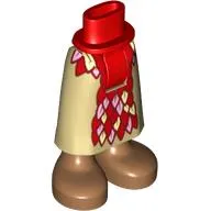 Minidoll Hips and Skirt with Ankles Tan, Red, and Pink Leaves Print