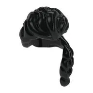 Hair Long, Swept Back Bangs, Long Braid over Left Shoulder