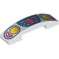 Slope Curved 4 x 1 Double with No Studs with Car Grill, Headlights, Coral Shell print