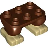 Feet, 2 x 3 x 2/3 with 6 Studs on Top with Tan Toes pattern