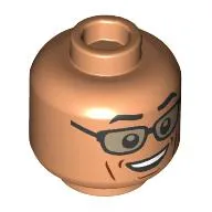 Minifig Head Ian Malcolm, Glasses, Large Smile Print