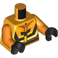 Torso, Black Stripes, Yellow Flames print, Orange Arms, Black Hands