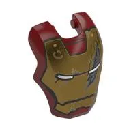 Headwear Accessory Visor Top Hinge, Rounded, with Gold Armor with White Eyes, Scratch Print (Iron Man)