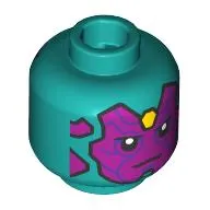 Minifig Head Vision, Magenta Face, Dark Purple Circuitry, Yellow Infinity Stone in Forehead print