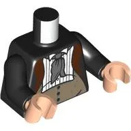 Torso Jacket, Dark Red Collar, White Shirt, Dark Bluish Grey Tie, Dark Tan Undershirt Print, Black Arms, Light Nougat Hands