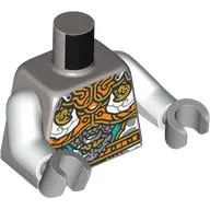 Torso, Gold/Orange/Dark Turquoise Asian Decorations print, White Arms, Light Bluish Gray Hands