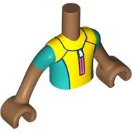 Minidoll Torso Boy with Medium Nougat Arms and Hands with Yellow/Dark Turquoise Wetsuit, Coral Zipper print