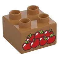 Duplo Brick 2 x 2 with Red Apples Print