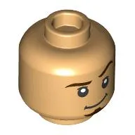 Minifig Head Flynn Rider, Reddish Brown Eyebrows, Goutee, Raised Eyebrow, Smirk / Innocent Smile print