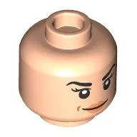 Minifig Head Kate Bishop, Black eyebrows, Peach Lips, Angry, Bandage, Smirk print