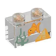 Brick 1 x 2 without Bottom Tube with Fish Tank, Goldfish, Seaweed print