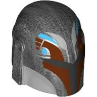 Helmet Mandalorian with Holes and Black Visor, Dark Red/Medium Azure Markings print