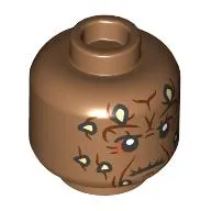 Minifig Head Vane, Bright Light Yellow Horns, Reddish Brown Markings print