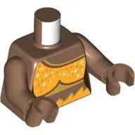 Torso, Bright Light Orange Top, White Stars print, Medium Brown Arms and Hands
