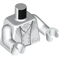 Torso, Tuxedo, White Vest, Shirt, Light Bluish Grey Trim, Buttons, Tie print, White Arms and Hands