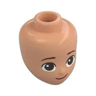 Minidoll Head, Reddish Brown Eyebrows, Dark Brown Eyes, Smile Print