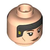 Minifig Head Bo-Katan Kryze, Reddish Brown Eyebrows, Medium Nougat Lips, Silver Headband, Closed Mouth / Angry Teeth