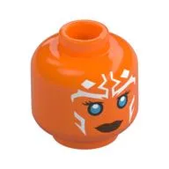 Minifig Head Ashoka, White Markings, Blue Eyes, Dark Red Lips, Smile / Angry Grinn
