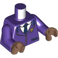 Torso, Uniform Jacket, Gold Button, Medal, White Shirt, Dark Blue Tie print, Dark Purple Arms, Medium Brown Hands