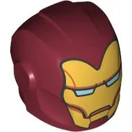 Helmet with Armor Plates and Ear Protectors with Gold Mask with Bright Light Blue Eye Slits Print (Iron Man)