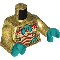 Torso, Armour, Bright Light Yellow/Red Shrimp Chest print, Pearl Gold Arms, Dark Turquoise Hands