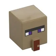 Minifig Head Special, Cube with Dark Red Nose and Villager Face with Dark Purple Eyes Print