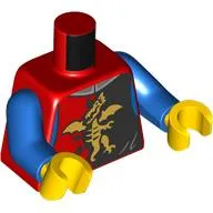 Torso, Knight Armor, Red/Blue Panel, Gold Dragon print, Blue Arms, Yellow Hands