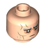 Minifig Head Ricbert, Gobline with Thick Light Bluish Grey Eyebrows, Dark Orange Wrinkles, Mean Smile, Sharp Teeth / Bears, Stubbles, Worried