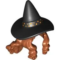 Hair and Hat, Black Witches Hat, Bright Light Yellow Dots print