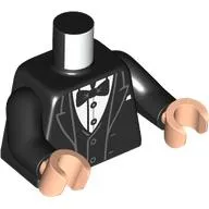 Torso, Tuxedo, White Shirt, Black Bow Tie, Black Arms, Light Nougat Hands