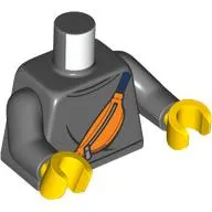 Torso, Sweater, Orange Fanny Pack print, Dark Bluish Gray Arms, Yellow Hands