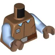 Torso Uniform Tunic, Bright Light Blue Collar, Nougat Belt, Dark Tan Belt Buckle, Badge print, Bright Light Blue Arms, Medium Brown Hands