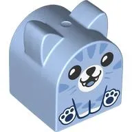 Duplo Brick 2 x 2 x 2 Curved Top with Pointed Ears, Cat Print