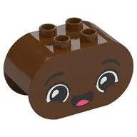 Duplo Brick 2 x 4 x 2 Rounded Ends with Very Happy Face, Open Mouth Smile Print