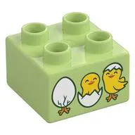 Duplo Brick 2 x 2, Three Eggs Hatching / Hatched, Yellow Chicks Print