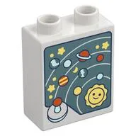 Duplo Brick 1 x 2 x 2 with Bottom Tube, Solar System and Stars Print