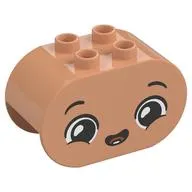 Duplo Brick 2 x 4 x 2 Rounded Ends with Very Happy Face, Open Mouth Smile with Tooth Print