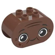 Duplo Brick 2 x 4 x 2 Rounded Ends with Happy Face, Reddish Brown Lines and Spots Print