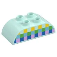 Duplo Brick 2 x 4 Curved Top, Yellow, Green, Medium Azure, Blue, and Bright Print Squares Print