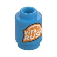 Brick Round 1 x 1 Open Stud with 'VITA RUSH' Logo print