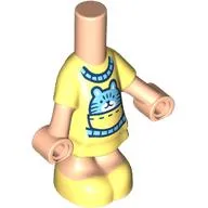 Microdoll Body Short Dress Bright Light Yellow, Medium Azure Cat in Pocket Print