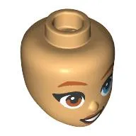 Minidoll Head Reddish Brown Eyebrows, Heterochromia, Dark Azure Left Eye, Brown Right Eye, Open Mouth Smile