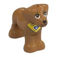Animal, Dog Big with Brown Eyes, Black Nose, Vibrant Yellow Neckerchief Print