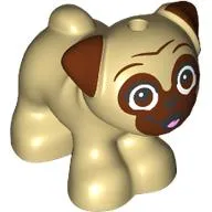 Animal, Dog, Pug - Standing with Wide Reddish Brown Eyes, Face and Ears Print (Dango)