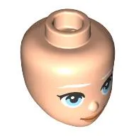 Minidoll Head White Eyebrows, Bright Light Blue Eyes, Peach Lips