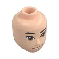 Minidoll Head Male Black Eyebrows, Lifted Right Eyebrow, Medium Brown Eyes, Mouth