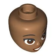 Minidoll Head Black Eyebrows, Reddish Brown Eyes, Lips, Open Mouth Smile