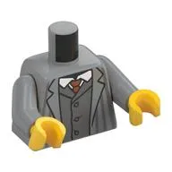 Torso, Suit, Striped Jacket, Dark Bluish Grey Jacket, White Shirt, Sand Red Tie print, Light Bluish Gray Arms, Yellow Hands